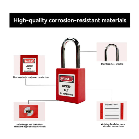 Heavy Duty Lockout Tagout Station Kit 102 Pack padlock with steel shackle and danger labels