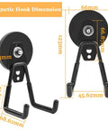 Dope Heavy Duty Magnetic Hooks 2.59 Inch Diameter With Anti Slip Rubber Base Industrial Strength Set Of 2 dimensions shown