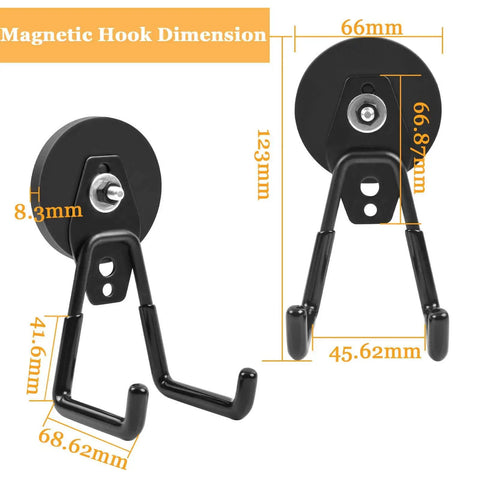 Dope Heavy Duty Magnetic Hooks 2.59 Inch Diameter With Anti Slip Rubber Base Industrial Strength Set Of 2 dimensions shown