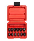 Quarter Inch Drive Magnetic Impact Socket Set, 12-Piece Metric 5mm To 15mm, Cr-Mo Alloy Steel in open red case