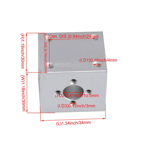 34x30x30mm Silver Ballscrew Nut Housing Bracket For T8 Trapezoidal Screw Seat Aluminum Replacement Mount For 3D Printer And Coding Machine No Fuss Install Precise Linear Motion And Durable Performance.