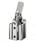 Built Tough Pneumatic Lever Clamping Fixture With Non Magnetic Aluminum Body For Heavy Down Force And Quick Rocker Arm Hold Down In Every Busy Workshop Or Machine Bay, close-up view of aluminum clamp.