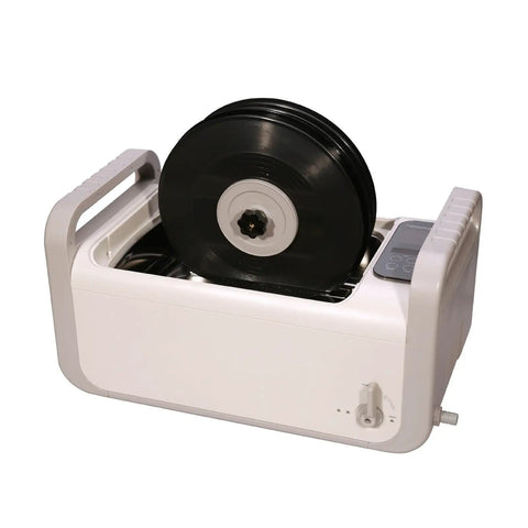 Heavy Duty Ultrasonic Cleaner With 410W Power And 7.5L Tank crushes grime off vinyl records in a sleek design.