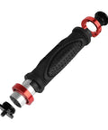 Universal Camera Handle Grip Mount With 1/4 Inch Screw for DSLR, red accents, ergonomic grip, disassembled view