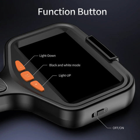 Function buttons on 1080P HD Endoscope Camera With Light, 4.3 Inch Built-In Screen, showing light adjustment and mode controls