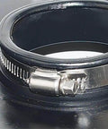 Close-up of Grinder Vacuum Shroud Cover for 7 Inch Angle Grinders Universal Dust Shield, rubber and plastic construction.
