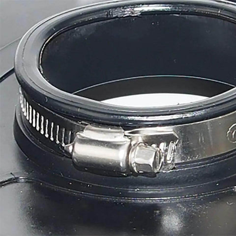 Close-up of Grinder Vacuum Shroud Cover for 7 Inch Angle Grinders Universal Dust Shield, rubber and plastic construction.