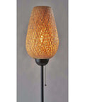 Hugo Table Lantern With Natural Bamboo Shade And Black Metal Finish, Cozy Glow And Chill Vibe, tall narrow design, light on