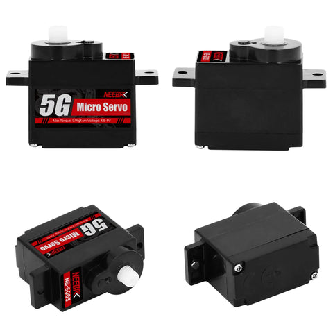 Dope 4 Pack 5G Micro Servo Motors For 1 To 28 RC Cars And Fixed Wing Planes K969 K989 K999 shown from different angles