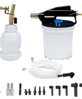Vacuum Brake Bleeder Kit With 2L Brake Fluid Extractor 1L Refilling Bottle Adapters And Pneumatic Bleeder Tool on white background