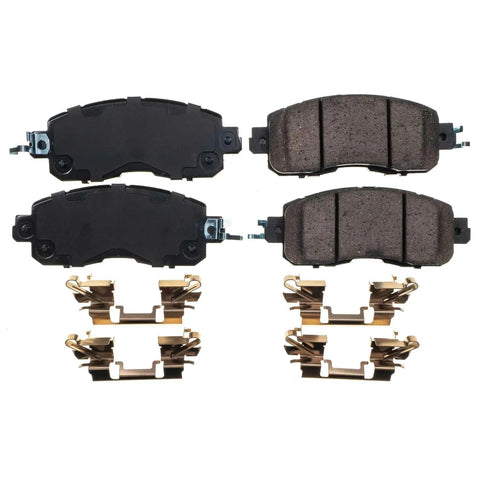 PowerStop Z17 ceramic front brake pads with installation hardware, 4-pad set for Nissan Altima/Leaf