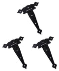 Three Piece T Shaped Rustproof Iron Door Hinges Set For Shed Or Gate Doors In 5 6 And 8 Inch Sizes With Eight Positioning Screw Holes
