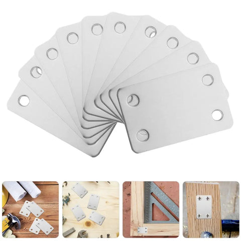 Sturdy Stainless Steel Flat Plate Brackets 20-Piece 4-Hole Set No-Fuss Easy Install for wood shelves and DIY projects.
