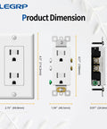 Product dimensions of Premium Matte White Decorator Receptacle Outlets 15A 125V No Fuss Tamper Resistant Sockets.
