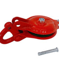 Beefed Up Yarding Block With Side Opening Link 4 Inch Single Sheave Red Powder Coat Fits 9 mm Rope 2200 Lbs Working Load Limit