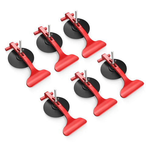 Six Pack Suction Cup Clamps for Windshield Repair and Gluing Convertible Glass Panels ABS Rubber Construction Secure Trims Badges and Rain Sensors During Adhesive Prep Red