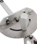 Close-up of miter gauge with marking scale for table saw aluminum fence and hex screwdriver included pro grade for precise angles and repeat cuts