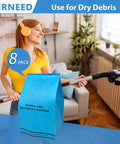 Woman using vacuum with Eight Pack Wet Dry Filter Bags For 2.5 To 5 Gallon Shop Vacuums With Three Retaining Bands Easy Fit