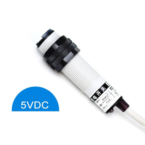 5V DC Photoelectric Sensor Switch with Diffuse 30cm, Retro Reflective 2m, and Through Beam 5m Detection Modes, PNP NC Output