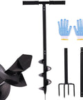 2 In 1 Hand Auger Spiral Drill For Planting And Hole Digging, 44.5 Inch Post Hole Digger With Twist Tiller, includes gloves