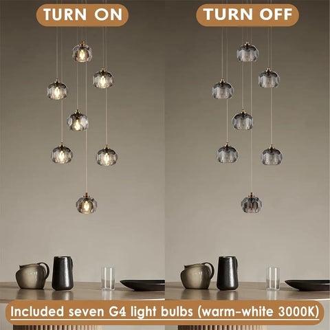 Smoke Crystal Pendant Light 1 Light Modern Prism Hanging Fixture With Mini LED 3W Adjustable Height Ceiling Lamp on display