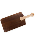 Straight Shooting Three In One Handle Router Template For Smooth Cutting Boards And Killer Charcuterie Sets With Zero Headache Goblet Or Curved Handles Crafted From Heavy Duty Clear Acrylic Shaping Jig on a wooden cutting board.