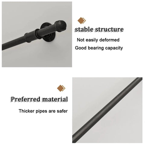 Black Wrought Iron Stair Handrail Wall Mounted Indoor Outdoor Support Bar With Kickass Ergonomic Grip Built Tough For Daily Use Senior Safety Adjustable Length Weather Resistant, close-up on stable structure.