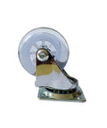 Side view of 2 Inch Heavy Duty Swivel Caster Wheels Four Pack with clear rubber wheels, top plate, and screws, 360 degree rotation.
