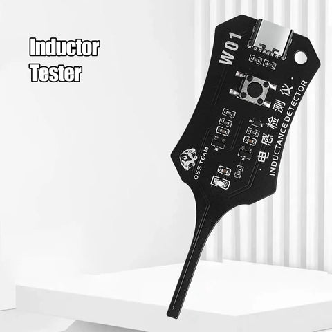 Type C Inductance Tester For Phone Motherboard Coil Detector And Circuit Board Inductor Scanner Quick Fault Check Tool On Site Repair Handy Portable Electronic Repair Gadget in black on stand