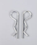Top Rated 150 Pcs R Shape Cotter Pins Made From Durable Carbon Steel With Easy Carry Box Perfect Fastener Assortment Set For Engineering Jobs And DIY Tinkerin On Anything That Needs A Serious Hold - two silver cotter pins close-up
