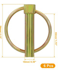 Six Pack 3/8 Inch Lynch Pins Set For Heavy Duty Tractors Farm Trailers Trucks Lawn Mowers Round Lock Pins Carbon Steel Quick Release