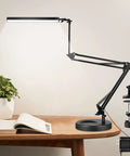 LED Desk Lamp With Clamp And Base Two In One Desk Light With 50.7 Inch Adjustable Swing Arm on wooden desk