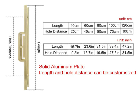 Side view of heavy duty solid aluminum double sided barn door pull handle for interior and exterior doors in offices and hotels bronze finish