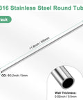 M METERXITY 316 stainless steel round tube, 2-pack; 300mm length, 5mm OD, 0.5mm wall