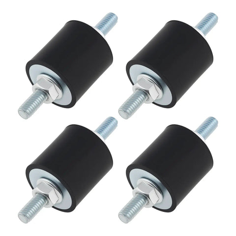 Four Pack M6 Rubber Isolator Mounts With Double Ended Studs 25x25mm Cylindrical Anti Vibration Dampers For Air Compressors Pumps