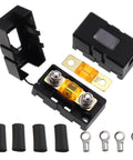 Built Like A Tank 20A AMI Midi Fuse Holder With Bolt On Mounting And Splash Proof Zinc Terminals For Cars Trucks And Rvs Pack Of Two, showing fuses and connectors.