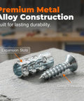 Heavy Duty 6X14MM Short Expansion Screw Set Rock Solid Wall Anchors for Door Hinge Thread Repair. Expansion slots and deep threading visible.