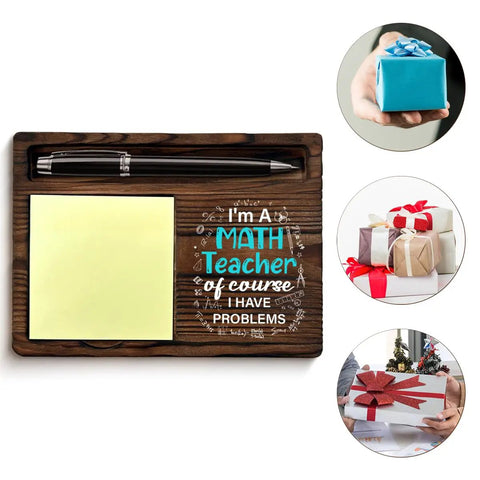 Cool Math Teacher Gift For Men And Women Teacher Appreciation And Retirement Gift Back To School Desk Decor Wooden Sticky Note Holder