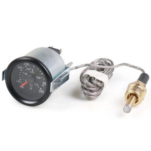 2 Inch Dual Scale Water Temperature Gauge With Yellow Backlight Mechanical Pointer Dial 52mm Car Thermometer 12V Sensor NPT