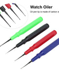 Dope Pro Grade Watch Repair Kit with colorful carbon steel oil pens for precision lubrication, field or bench use.