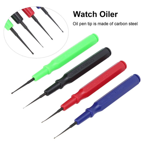 Dope Pro Grade Watch Repair Kit with colorful carbon steel oil pens for precision lubrication, field or bench use.