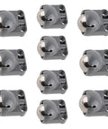 Top Shelf 10 Pack Stainless Steel Ball Caster Wheels With Heavy Duty Plastic Holders, showing gray mounts with steel balls.