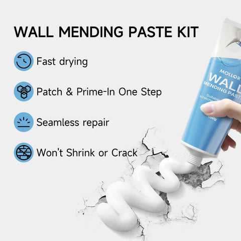 Drywall Repair Kit With 150g Spackle Paste, Scraper, Patch And Sanding Tools For Quick Easy Hole Filler In Walls, White Repair Putty Plaster For Dent Repair, Home Repair Kit With Nozzle Extender And Gloves
