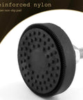 Close-up of non-slip rubber pad on Heavy Duty M10 Furniture Leveling Feet 4 Pack Adjustable Swivel Glides for Tables Desks Shelves and Chairs.