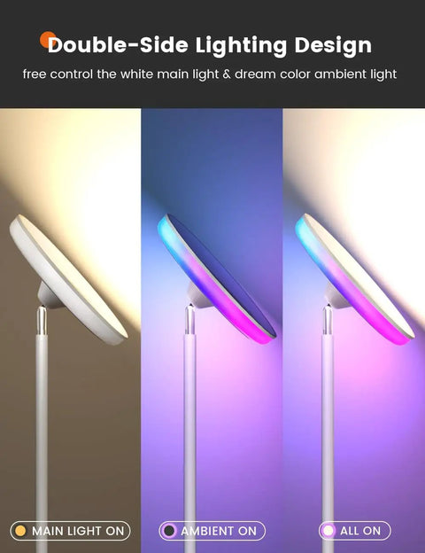 71 Inch Tall LED Floor Lamp With Remote And Touch Control 42W 3700LM 5 Color Temperatures Dimmable Modern Corner Lamp with dual lighting