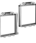 Two Pack 55mm Power Push Button Switch Covers with double-sided design, clear plastic for desktops, control panels, and sockets.