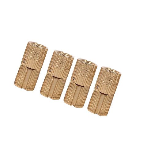 Slick 4 Pack Hidden Brass Barrel Hinges For Cabinets, Concealed 180 Degree Opening, 12mm Fit, Durable Polished Brass Hardware