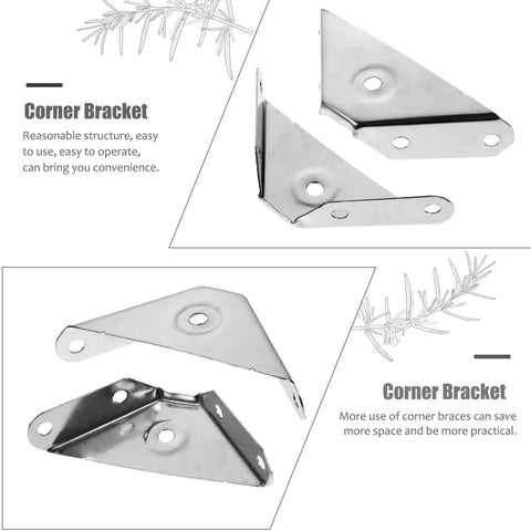 Stainless Steel Corner Shelf Brackets Set 24 Pieces Triangular Structure Space Saving Furniture Hardware