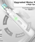 Cordless Electric Nail File Drill With Rugged 2000 Mah Battery And Bright Led Lamp control panel showing speed settings and motor features.
