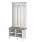Salinas Hall Tree With Shoe Storage Bench In Shiplap Gray And Pure White Workhorse All In One Entryway Organizer With Seating And Hooks
